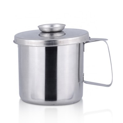 Kitchen Cooking Oil Keeper Stainless Steel Separator Bacon Grease Container with Fine Mesh Strainer