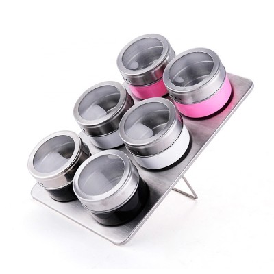 Kitchen Condiment Holder Salt and Pepper Spray Shakers Stainless Steel Magnetic Spice Jars